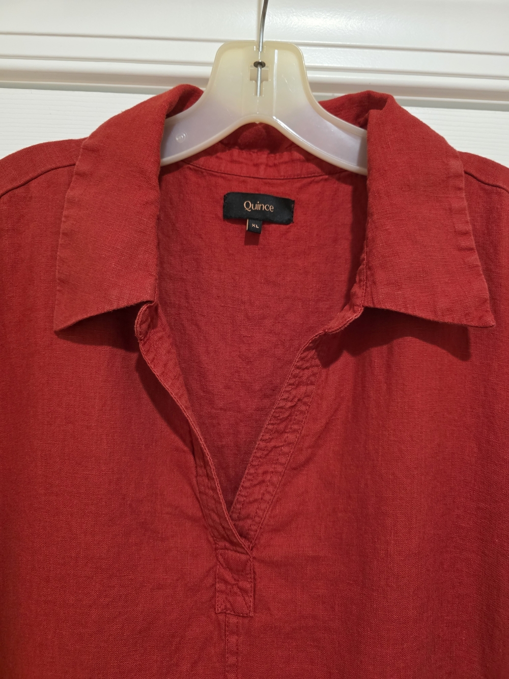 Quince Red Popover Mini Dress - Picture 2 of 4